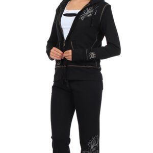 NEW embroidered zipper hoodie long sleeve sweatshirt jacket and pant set